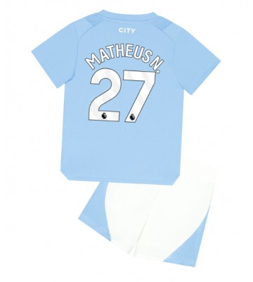 Manchester City Matheus Nunes #27 Primera Equipación Niños 2023-24 Manga Corta (+ Pantalones cortos)